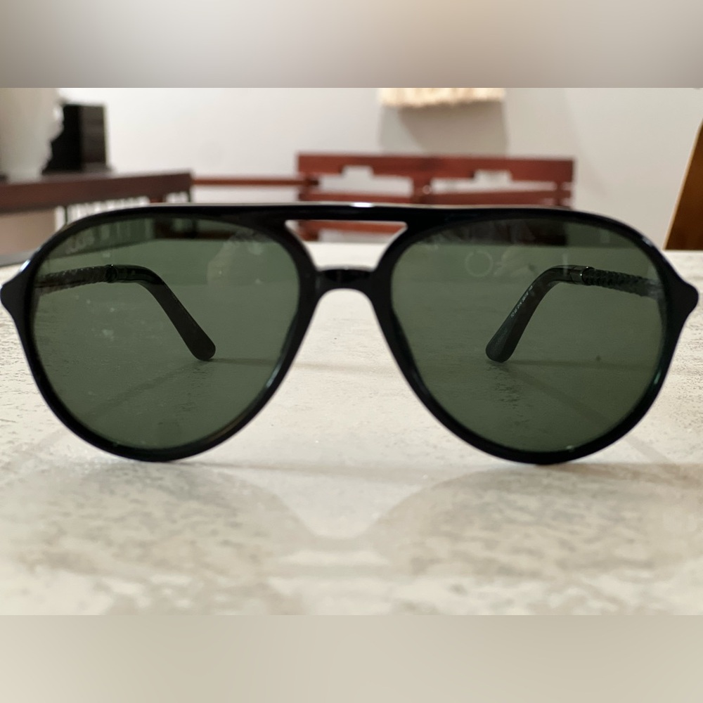 Tod’s black aviator sunglasses with black leather braided bands